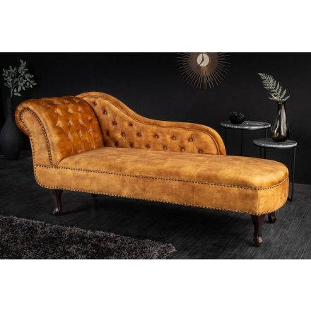 Design heverő Chesterfield mustársárga bársony