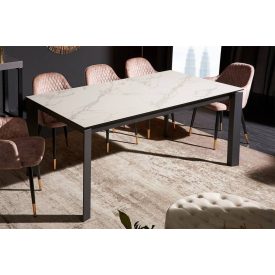   Széthúzható luxus étkezőasztal Narissara 180-240 cm fehér - márvány utánzat