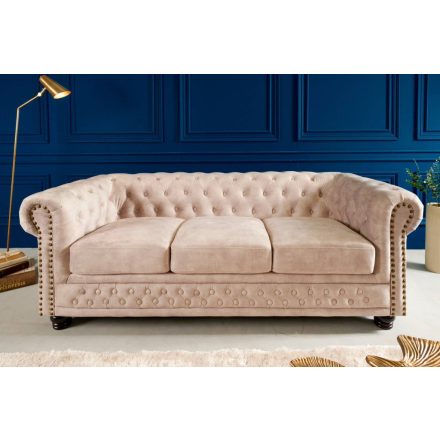 Design 3 személyes ülőgarnitúra Chesterfield 200 cm pezsgő bársony