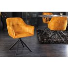 Design forgószék Galileo mustársárga bársony