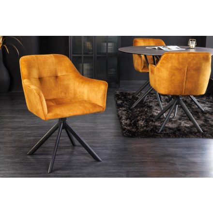Design forgószék Galileo mustársárga bársony