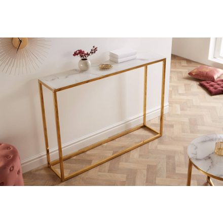 Design konzol Latrisha 110 cm fehér-arany - márvány utánzata