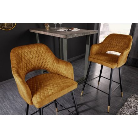 Design bárszék Laney mustársárga bársony 