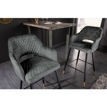 Design bárszék Laney szürke-zöld bársony