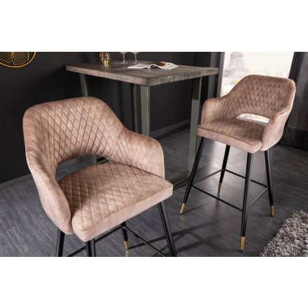 Design bárszék Laney világos szürkésbarna bársony 