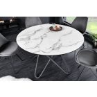 Kerek étkezőasztal Malaika 120 cm fehér -  márvány utánzat