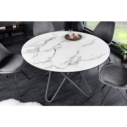 Kerek étkezőasztal Malaika 120 cm fehér -  márvány utánzat