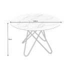 Kerek étkezőasztal Malaika 120 cm fehér -  márvány utánzat