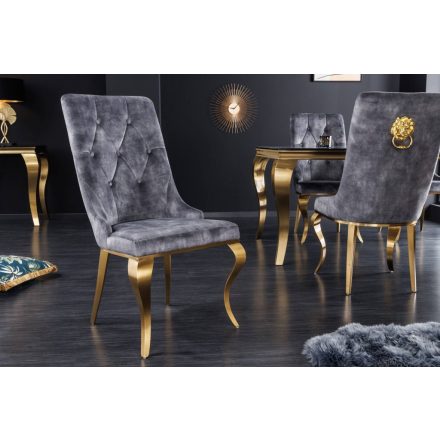 Design szék Rococo Levia fej szürke / arany
