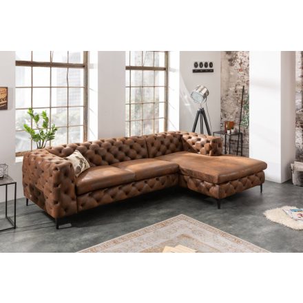 Design sarok ülőgarnitúra Rococo 275 cm antik barna - jobbos kivitel