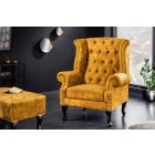 Design fotel Chesterfield mustársárga bársony