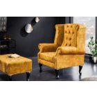 Design fotel Chesterfield mustársárga bársony