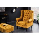 Design fotel Chesterfield mustársárga bársony