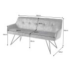 Design ülőpad Natasha 156 cm szürke bársony 