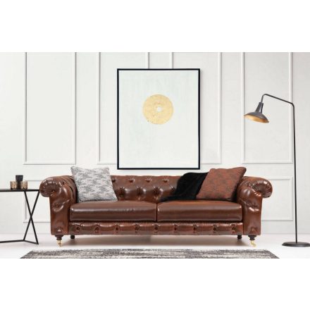 Design 3 személyes Chesterfield kanapé 245 cm barna