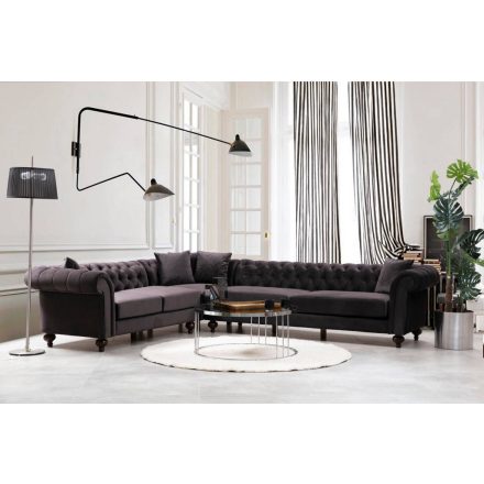 Design Chesterfield sarokkanapé barna - bal