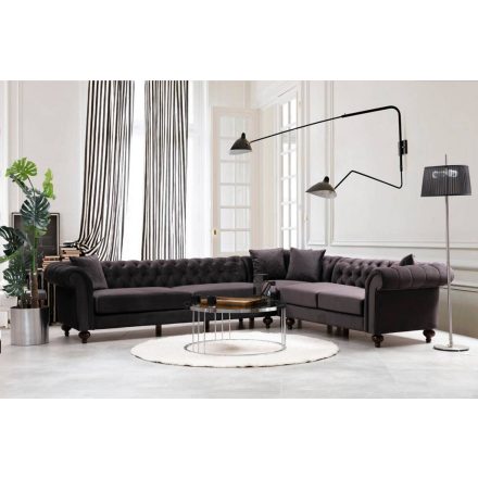 Design Chesterfield sarokkanapé barna - jobb