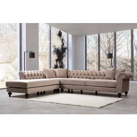 Design sarokkanapé Chesterfield bézs - bal