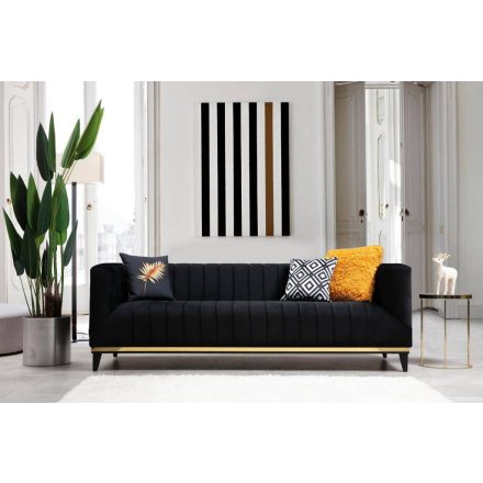 Design 3 személyes kanapé Telissa 222 cm fekete