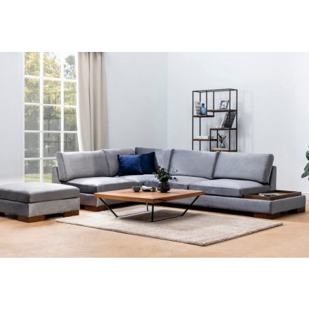 Sarokkanapé puffal Calista 313 cm sötétszürke - bal