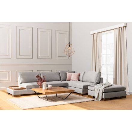 Sarokkanapé puffal Calista 313 cm világosszürke - jobb