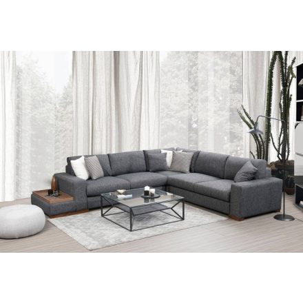 Sarokkanapé beépített asztalkával Bellona 323 cm antracit - jobb