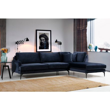 Design sarokkanapé Fenicia 283 cm sötétkék - jobb oldalas
