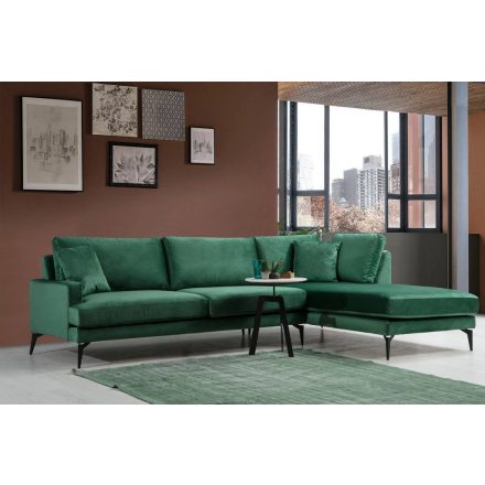 Design sarokkanapé Fenicia 283 cm zöld - jobb oldalas