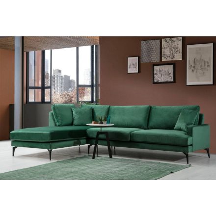 Design sarokkanapé Fenicia 283 cm zöld - bal oldalas
