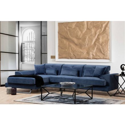Design sarokkanapé Heimana 308 cm sötétkék - bal oldalas
