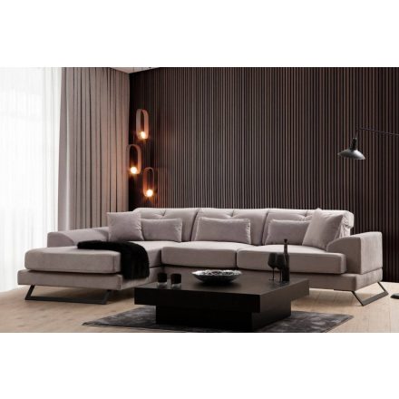 Design sarokkanapé Heimana 308 cm világosszürke - bal oldalas