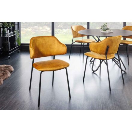 Design étkezőszék Takuya mustársárga bársony