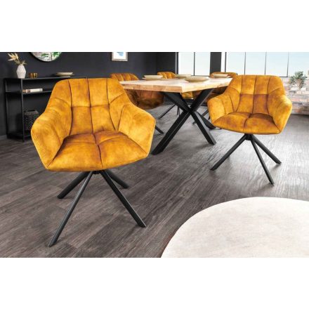 Design forgószék Vallerina mustársárga bársony