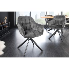 Design forgószék Vallerina szürke bársony