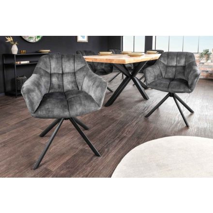 Design forgószék Vallerina szürke bársony