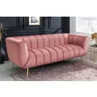 Design kanapé Nikolai 3 személyes rózsaszín bársony