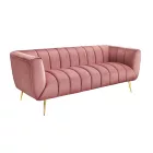Design kanapé Nikolai 3 személyes rózsaszín bársony