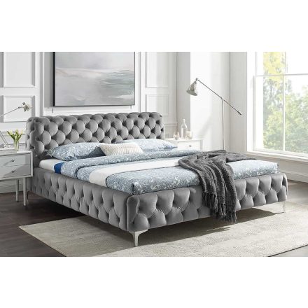 Design ágy Rococo 160 x 200 cm szürke bársony