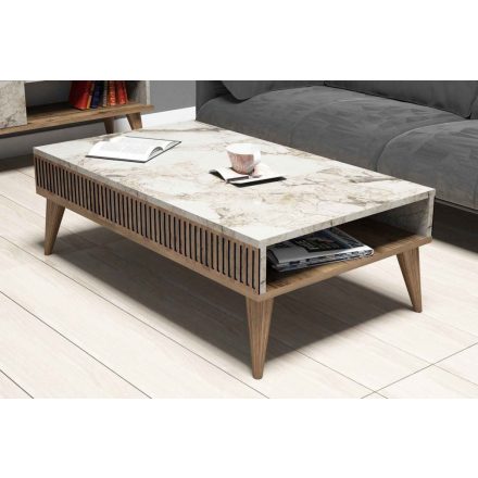 Design dohányzóasztal Cadelaria 105 cm fehér dió