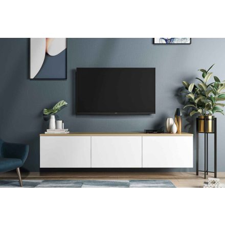 Design falra szerelhető TV asztal Valeriy 160 cm fehér tölgy