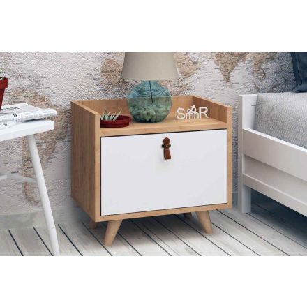 Design éjjeliszekrény Feline 50 cm fehér tölgy