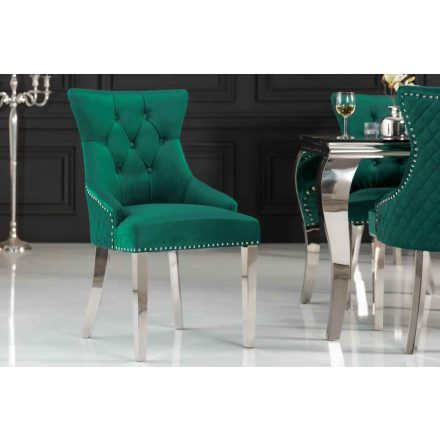 Design szék Queen Levia fej smaragdzöld bársony