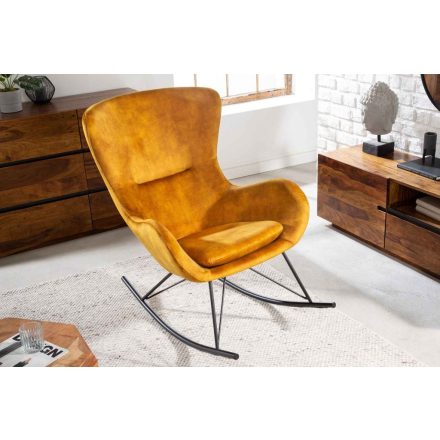 Design hintaszék Sweden mustársárga bársony