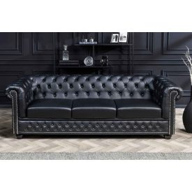   Design 3 személyes ülőgarnitúra Chesterfield 205 cm fekete