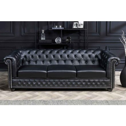 Design 3 személyes ülőgarnitúra Chesterfield 205 cm fekete