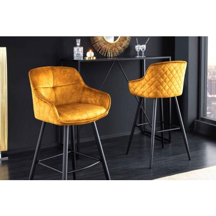 Design bárszék Natasha mustársárga bársony