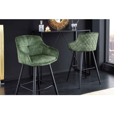 Design bárszék Natasha zöld bársony