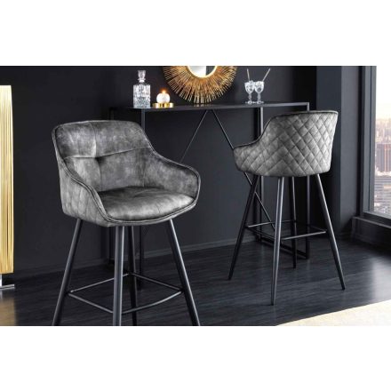 Design bárszék Natasha szürke bársony
