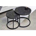 Kerek oldalsó asztal szett Latrisha fekete marvány utánzata - 2 részes 