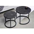 Kerek oldalsó asztal szett Latrisha fekete marvány utánzata - 2 részes 